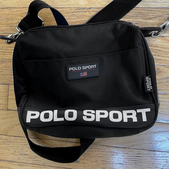 NEW Vintage Polo Sport Ralph Lauren Bag!  Black With Huge "Polo Sport" & US Flag - Picture 3 of 3